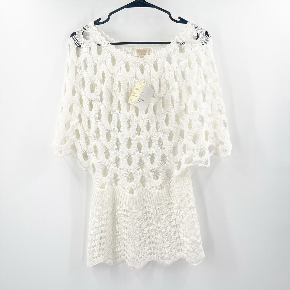 KROSHETTA BY PAPILLON Crochet Blouse Extra Large Top Dolman Handmade Knit NWT